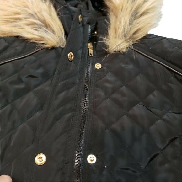 Jason Maxwell Black faux fur trim button down full zipper long sleeve coat Small - Picture 5 of 7